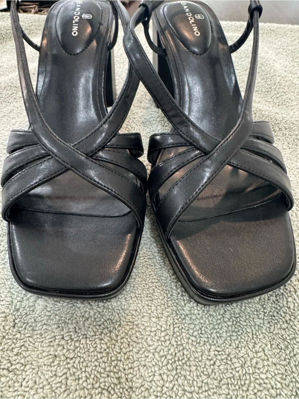 Bandolino Black Strappy Platform Block Heel Sandals - Women's size 9